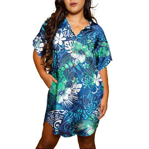 Puletasi vestidos elegantes de estilo étnico polinesio Tribal samoano Tapa estampado de flores vestidos samoanos para mujeres - Product Image 2