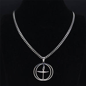 Collier pendentif en acier inoxydable pour femme, bijoux fantaisie, bijoux fins, pendentif croix flamboyante - Product Image 2