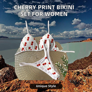 Nuevo Diseño, Bikini Sexy para Mujer, Estampado de Cerezas, Spandex/Nylon de Secado Rápido, Traje de Baño de 2 Piezas para Playa - Product Image 2
