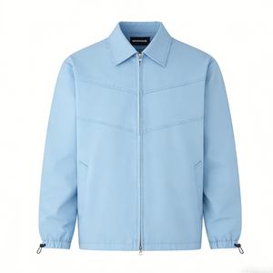 Men's <b>Zip</b>-<b>Up</b> <b>Jacket</b>, Casual Oversized Trucker <b>Jacket</b> with Collar Ribbed Cuffs, Durable Daily Outerwear for Autumn Street Style - Product Image 1