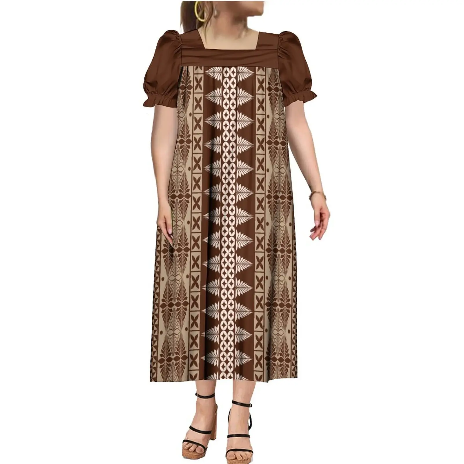 新工場卸売カスタムミクロネシアドレスポリネシア部族ミクロネシアムムストレッチふくらんでいるドレスアイランドスタイルのドレス女性