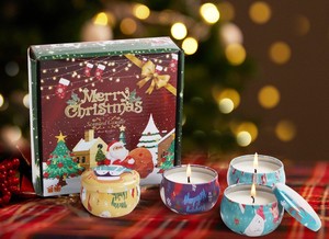 Personalized Branded Logo Four Christmas Scented <b>Candle</b> Gift Set <b>Cheap</b> Chinese Items Return/Welcome Giveaways for Guest - Product Image 5