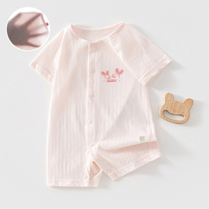 Baby Bodysuit Short Sleeve Thin Cotton Unisex Newborn Romper Soft Summer <b>Clothes</b> With Label And Tags - Product Image 1