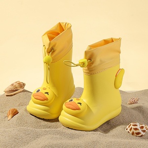 Botas de Lluvia <span class=keywords><strong>DELIA</strong></span> para Niños, Diseño de Dibujos Animados, Media Pantorrilla, con Cordón, Antideslizantes, de Algodón y Spandex, con Diseño de Oso y Pato, Modelo EVA - Product Image 5