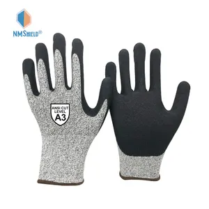 NMSHIELD Ansi Cut A3 Cut Resistant Sandy Nitrile EN388 Cut Level 5 Safety Construction Industrial Work Gloves