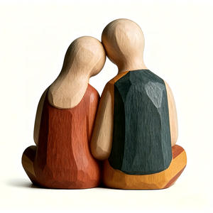 Statua Familiare Effetto Legno Personalizzata, Scultura Realistica Dipinta a Mano in Resina, Regalo, Decorazione Casa, Souvenir, Statuetta, Ornamenti, Amore - Product Image 4