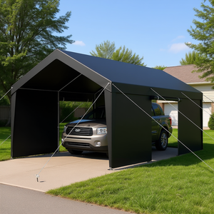 หลังคาคลุมรถขนาด 10x20 ฟุต สีดำ พร้อมผนังด้านข้าง ผ้าคลุมรถสำหรับใช้งานกลางแจ้งแบบหนาพิเศษ - Product Image 2