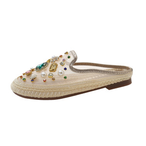 2026 Spring Summer New Korean Mesh Bean Shoes, Women Rhinestone Slip-on Flat Casual Fisherman Shoes - Product Image 6