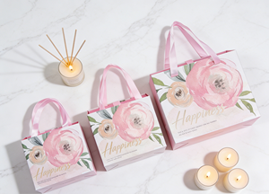 Pink floral <b>hand</b>-held gift box <b>made</b> of hard cardboard with exquisite texture-Vietnam FSC Certified Luxury Packaging Factory - Product Image 3
