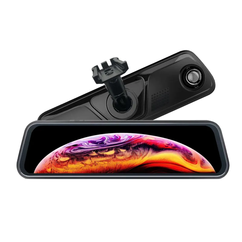 9.66 Inch Touch Screen Dual Lens Dash Cam Rearview Mirror 1080p Manual Car Camera Hd Dvr Video Recorder