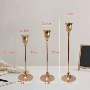 Antique-inspired Minimalist <strong>Brass</strong> Long-Stemmed Taper <strong>Candle</strong> <strong>Holder</strong> Set, Stand Decor, Gold <strong>Candle</strong> Stick <strong>Holders</strong> - Product Image 3