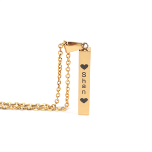 <strong>Metal</strong> <strong>Choker</strong> Stainless Steel Blank 18k Gold Plated Vertical Bar Pendant Name Necklace for Men - Product Image 2