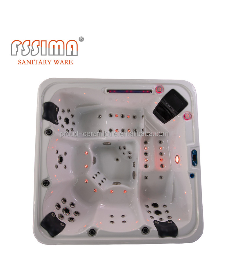 Hot Tub Massage Bathtub 5 Person Outdoor Fiberglass Garden Spa 201 SS Bracket