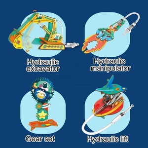 4 <span class=keywords><strong>en</strong></span> 1 DIY Vástago de madera 3D rompecabezas juguete niños ciencia maquinaria hidráulica ingeniería modelo de madera Kits de construcción para ciencia hidráulica - Product Image 3