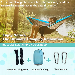 Logotipo personalizado doble plegable de peso ligero de nailon tela de paracaídas <span class=keywords><strong>hamacas</strong></span> de Camping para Parque <span class=keywords><strong>playa</strong></span> viajar para senderismo - Product Image 4