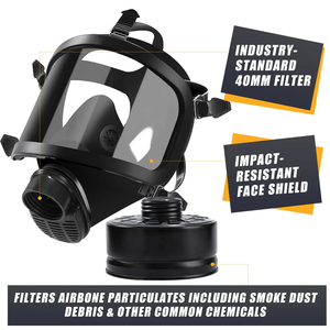 Respirador de Cara Completa con Certificación CE, Máscara de Gas con Doble Filtro, Anti-Vapores Orgánicos, Gases Ácidos y Partículas, con Sistema de Filtro RD40 de 40 mm - Product Image 4