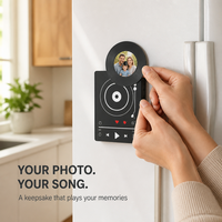 Boîte à musique NFC, aimant de réfrigérateur, lecteur de disque vinyle personnalisé avec photo, appuyez pour jouer, chansons remplaçables, cadeau musical pour la Saint-Valentin, Noël