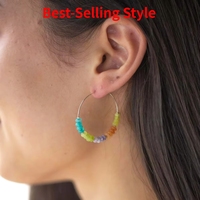 Pendientes de Aro Dorados Estilo Boho con Cuentas de Piedra Natural, Joyería de Moda de Acero Inoxidable para Mujer, Uso Diario, Venta al Por Mayor