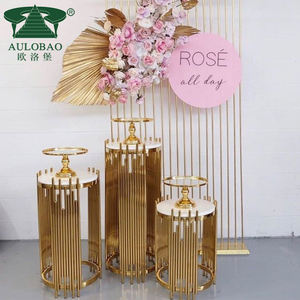 Decoración DE BODA Soportes de pastel de acero inoxidable Pedestal redondo de boda - Product Image 4