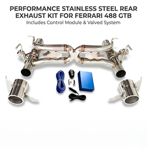 Vortex SS304 Valved Rear Muffler <b>Exhaust</b> for Ferrari 488 GTB Spider 3.9T V8 Engine X-Pipe Direct Fit - Product Image 1