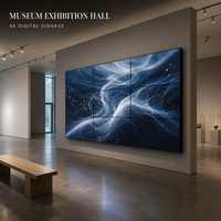 Mur vidéo LCD 65 pouces avec cadre de 0,88 mm, raccordement sans soudure, affichage numérique 4K pour musée, salle d'exposition, salle de présentation