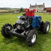 Tondeuse à gazon industrielle télécommandée tout-terrain à petites roues, 190cc, à essence, pour ferme et terrains vagues, coupe-herbe DIY