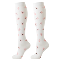 Chaussettes de compression mi-hautes à imprimé floral pour femmes, bas de contention respirants en nylon, motifs colorés, pack de vente en gros OEM