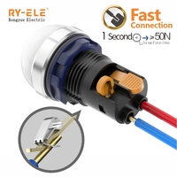 22mm IP65 Étanche LED Voyant Lampe Bouton Poussoir Plat/Rotule 250V Max Tension 25A Max Courant 1NO1NC