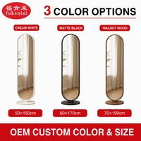 Miroir sur pied Fullkenlight ovale rotatif à LED pleine longueur, style nordique, miroir de dressing pleine longueur avec éclairage