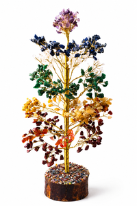 Handmade Crystal Gemstone <b>Tree</b> Figurine 7 Chakra Healing Decor Golden Wire <b>Branch</b> Craft Home Decor Gift - Product Image 1