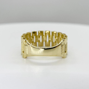 14K Vergoldeter Vintage-Bandring im Strukturierten Stil Unisex Goldring für Männer und Frauen Klassischer Langlebiger Schmuck - Product Image 3
