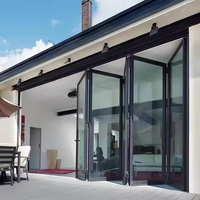 Porte et fenêtre en aluminium gris anthracite AMJ Factory, porte en verre commerciale, porte pliante extérieure en aluminium pour patio