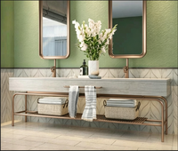 Base de meuble-lavabo élégante en bronze antique de haute qualité, au design baroque, avec pied de lavabo en laiton satiné brillant et élégant
