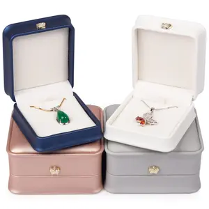 Fashion Luxury Wedding Pu Leather Jewelry Box Accessories Box With Paper Bag