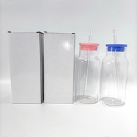 Bouteilles et Tasses en Verre Transparent de Haute Qualité pour Boissons, avec Couvercle en Silicone et Paille, Idéales pour Café, Thé et Autres Boissons – Vente en Gros