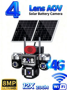 Caméra solaire 8MP AOV 24h/24 avec quatre objectifs, couleur intégrale 8K, sécurité sans fil CCTV, carte SIM 4G, deux panneaux solaires extérieurs - Product Image 2
