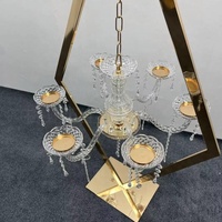 Vente en gros de décoration de mariage de luxe, bougeoir haut transparent, candélabres dorés pour mariage, centres de table
