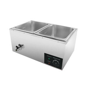 Calentador de <span class=keywords><strong>comida</strong></span> eléctrico comercial de acero inoxidable con 2 Sartenes <span class=keywords><strong>para</strong></span> baño Marie, servidor de buffet con tapa y grifo <span class=keywords><strong>para</strong></span> el hogar, catering, restaurantes - Product Image 1