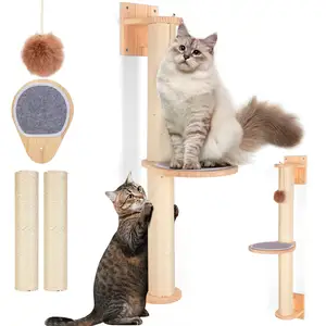 2024 yeni pet tall kedi ağacı modern lüks scratcher ahşap ahşap kedi ağacı