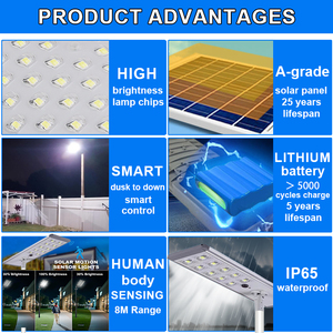 Capteur de mouvement à induction à lumen élevé <span class=keywords><strong>Spot</strong></span> étanche ip65 LED Lampadaire <span class=keywords><strong>solaire</strong></span> pour l'Arabie saoudite - Product Image 3