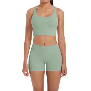 Ensemble de vêtements de sport pour femmes, de haute qualité, personnalisé, respirant, dos nu, soutien-gorge de sport, short de sport pour le yoga et la remise en forme - Product Image 5
