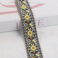 Ruban sergé jacquard imprimé vintage 3,8 cm, multicolore, motif floral style européen, pour textile de maison, volet roulant souple, sacs et chaussures