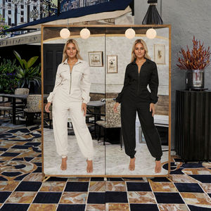 Outdoor Autumn Solid <b>Knitting</b> Cargo Jumpsuit-Elastic Waist Zipper Detail Pockets Breathable ODM Women's Streetwear - Product Image 3