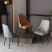 Chaise de salle à manger moderne et minimaliste en acier inoxydable avec revêtement en cuir, design durable pour salon, salle à manger, réception, réunion