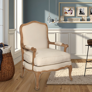 Poltrona Singola in Stile Fattoria Francese, Divano Rettangolare in Legno con Seduta in <span class=keywords><strong>Spugna</strong></span> <span class=keywords><strong>per</strong></span> Arredamento Soggiorno - Product Image 2