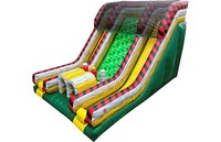Divertido Parque de Obstáculos Inflable Verde-Amarillo con Rocódromo, de PVC Resistente para Uso Comercial, Equipo de Juego para Niños, Parque de Aventuras