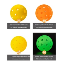 Ball de pickleball creux multicolore 40 ou 26 trous en TPE, haute élasticité, injecté, 2,9 pouces, toutes saisons, imprimé sur mesure, intérieur/extérieur