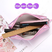 Étui à crayons de style coréen, pochette à stylos à effet laser, organisateur de papeterie cylindrique compact
