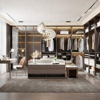 Dressing intégré avec coiffeuse et table de maquillage, système de placard de chambre personnalisé, armoire en bois sur mesure, grand meuble de rangement