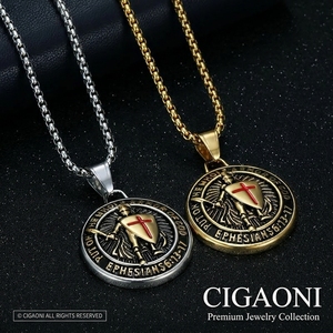 Collier Armure de Dieu en Acier Inoxydable 316L Prêt à Expédier, Anti-ternissement, pour Hommes, Pendentif Guerrier Chrétien Éphésiens 6:13-17, Prêt à l'Expédition (RTS) - Product Image 1